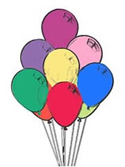 Helium balloons after coloring with Color My World app for iOS and Android
