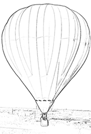 Hot air balloon coloring page created with Color My World app for iOS and Android